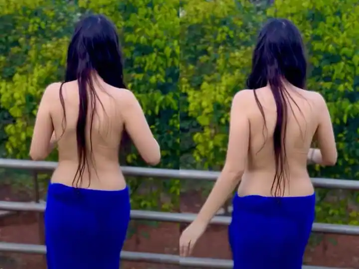 Without wearing a top, this famous heroine came to make a video in the open field, she turned around like this and

