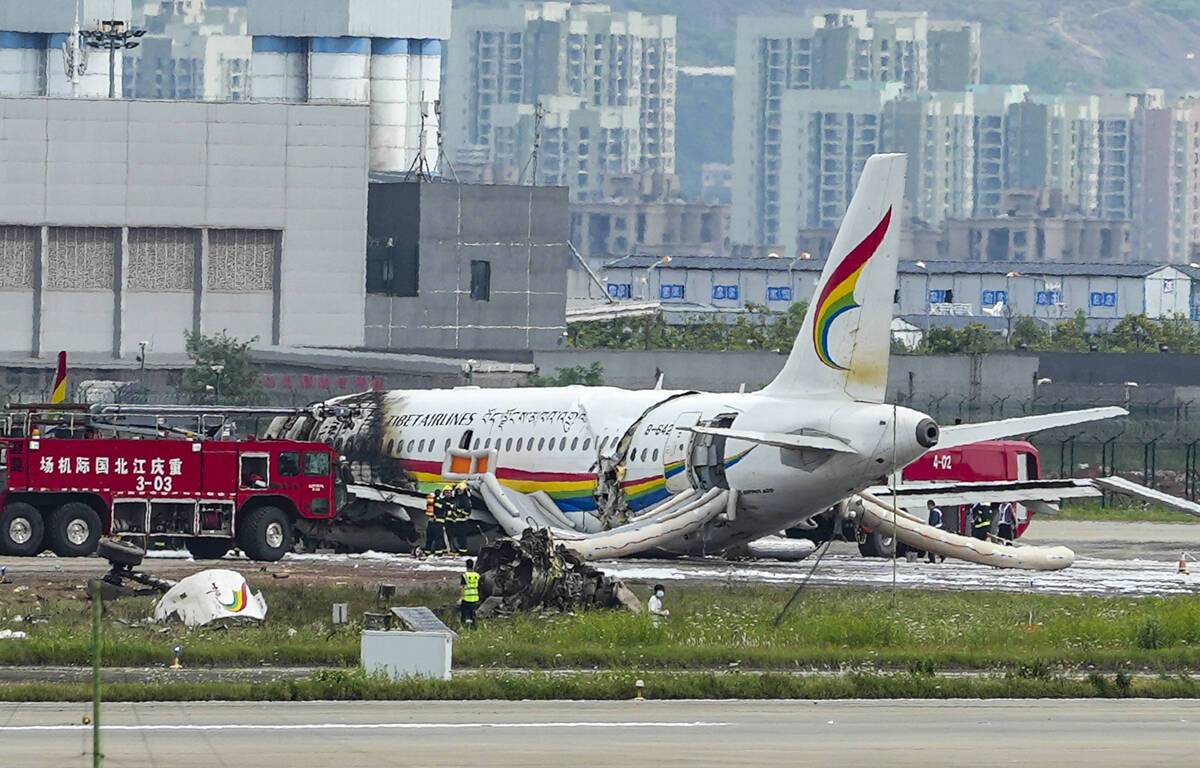 Airbus plane catches fire after runway excursion in China
