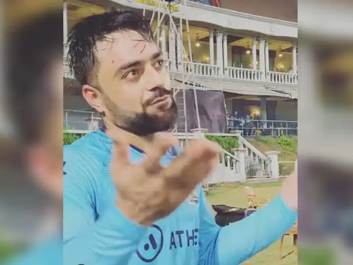 During the practice session, the boy asked Rashid Khan for the ball, the spinner gave a funny answer.

