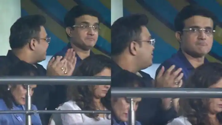 Sourav Ganguly and Jay Shah's reaction to Kohli's shot goes viral on social media

