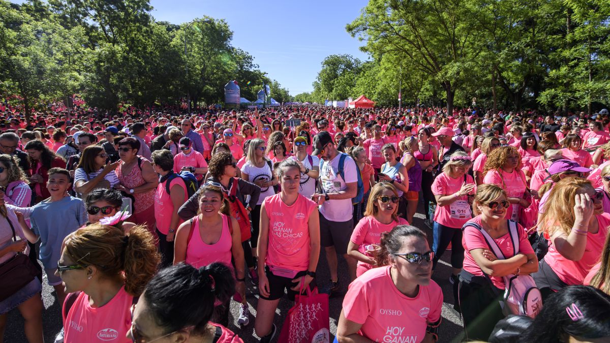 Imagen de la 'marea rosa' durante la Carrera de la Mujer de 2019 en Madrid.