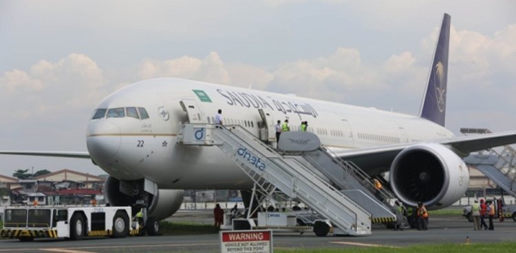 A Saudi Airlines plane skidded off the runway
