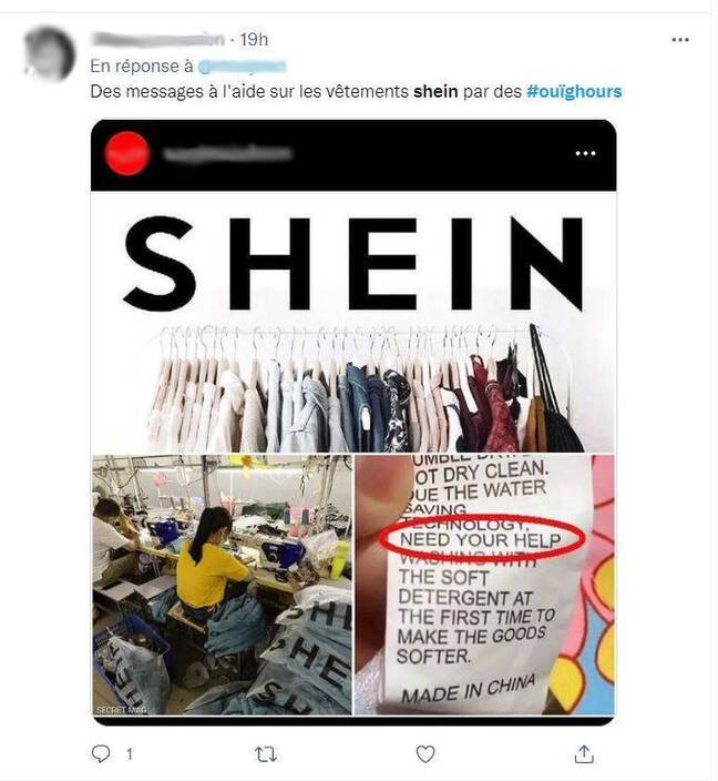 Call for help messages would be written on the clothing labels of the Shein site