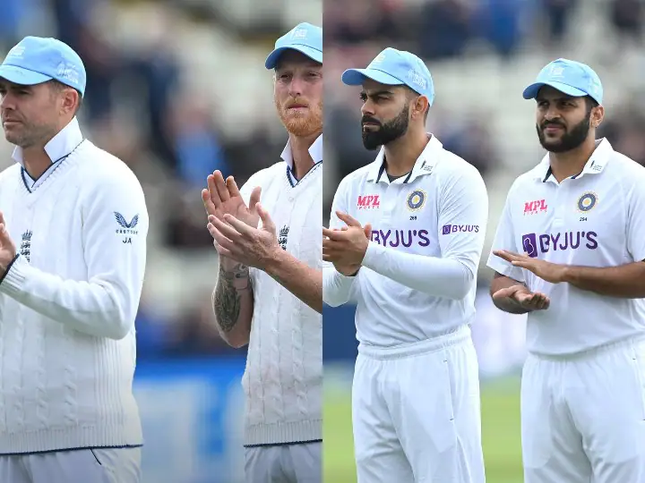 India-England players on the pitch in 'blue caps' in Birmingham, know why

