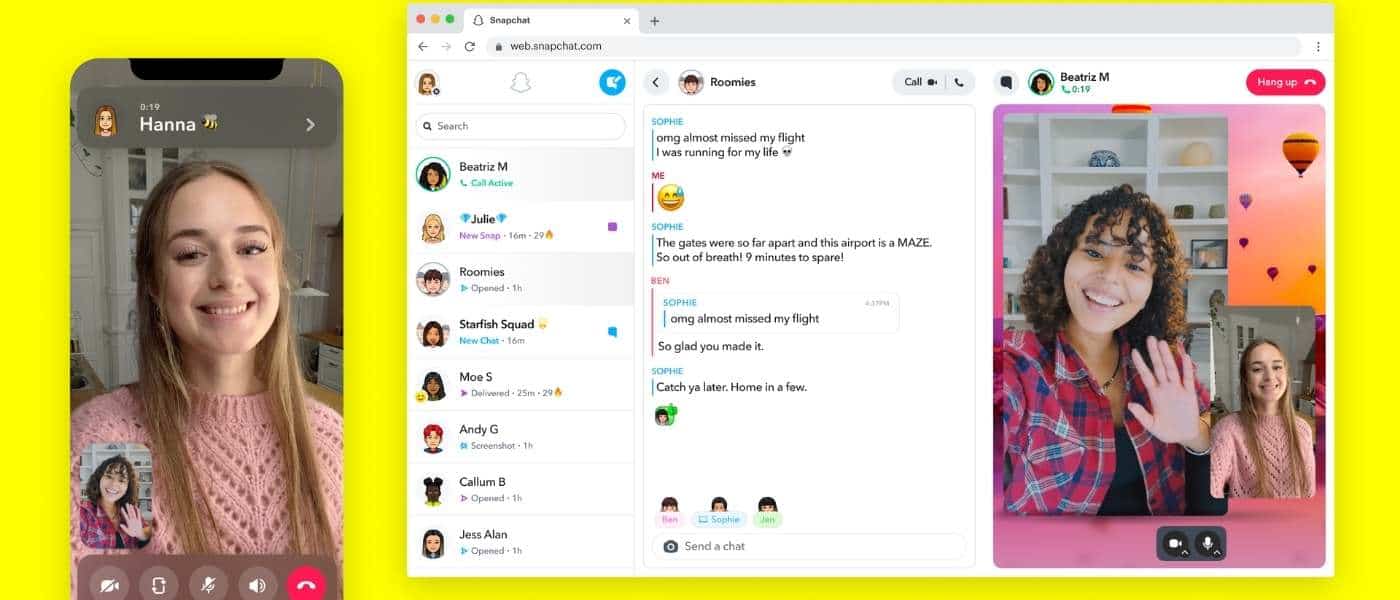 Snapchat launches its web version with messaging functions
