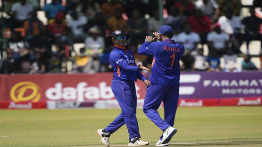 Shikhar Dhawan and KL Rahul congratulate each other