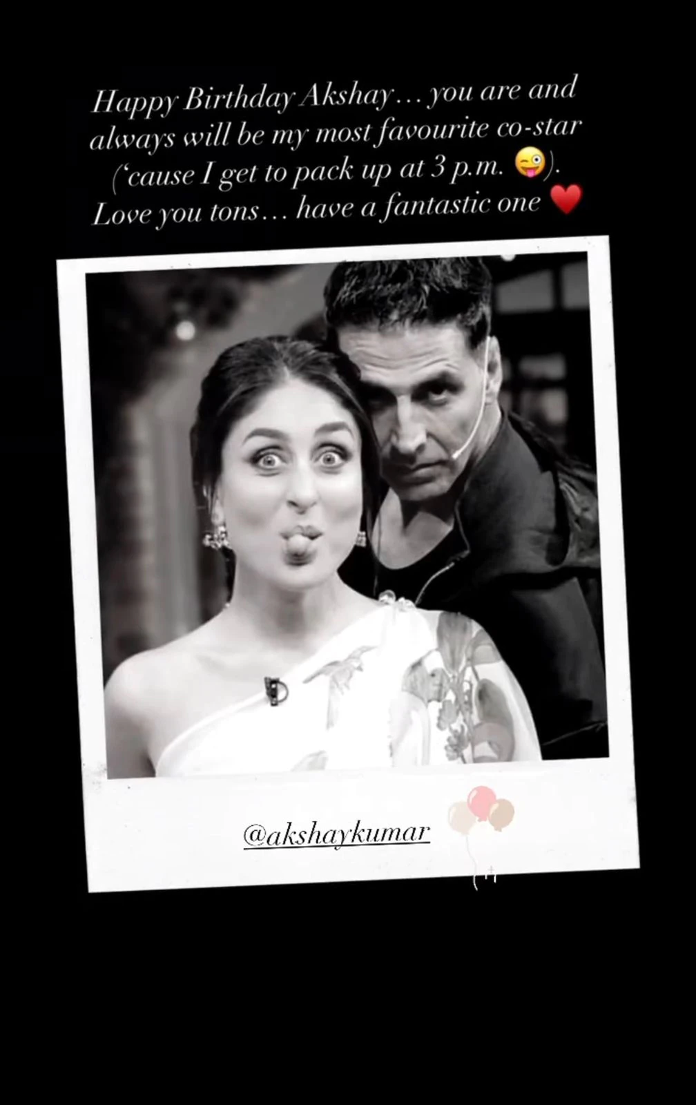 Kareena Kapoor wishes Akshay Kumar on his birthday in a