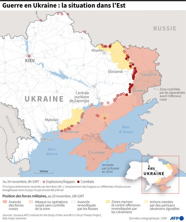 Map of the situation in Ukraine on November 24.