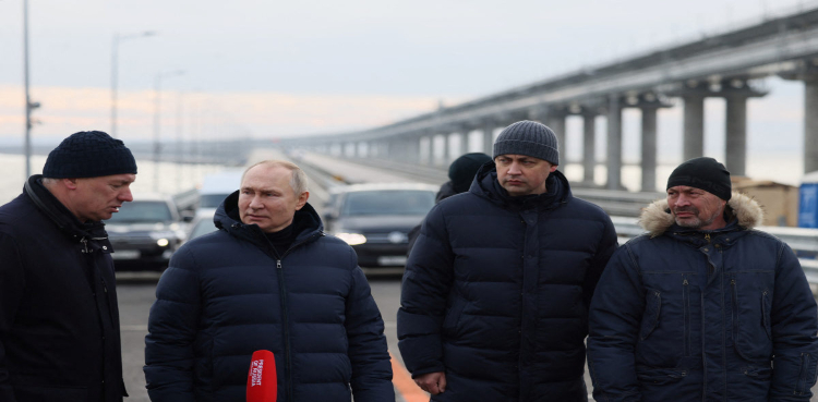 The Russian president reached the Crimean bridge for the first time since the bombing
