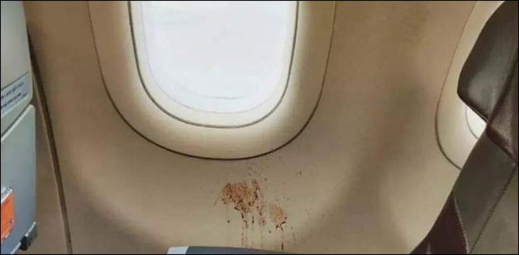 A passenger who was fond of gutka hit the wall of the plane
