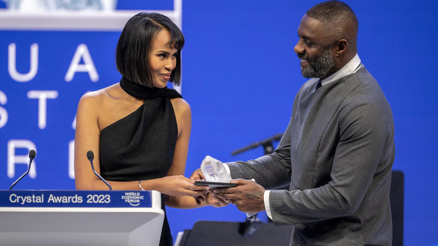 British actor Idris Elba brings the voice of African small farmers to the World Economic Forum in Davos
