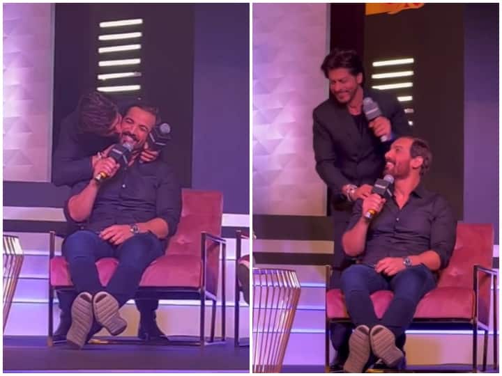 Shahrukh Khan kissed John Abraham at a crowded gathering, the actor said sheepishly, for the first time...

