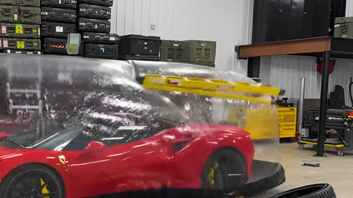 Disaster-proof: the plastic bubble that protects a Ferrari
