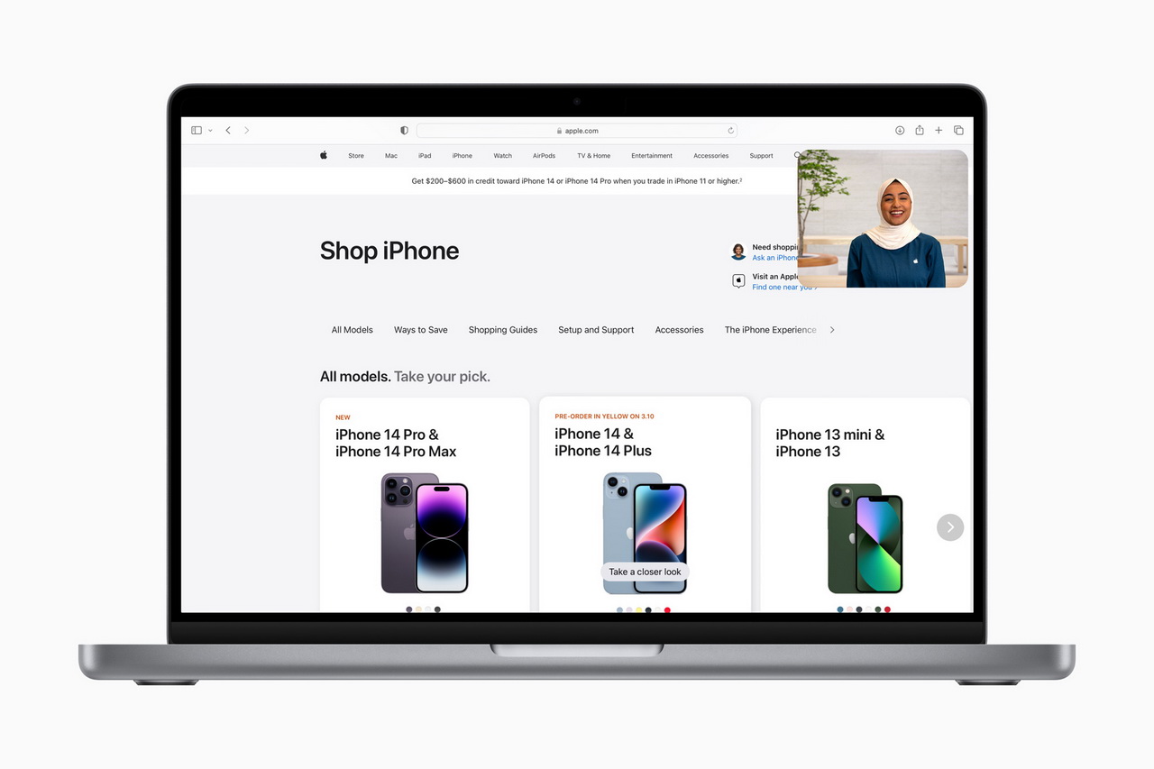 Apple offers video calls with experts when shopping on its US website.

