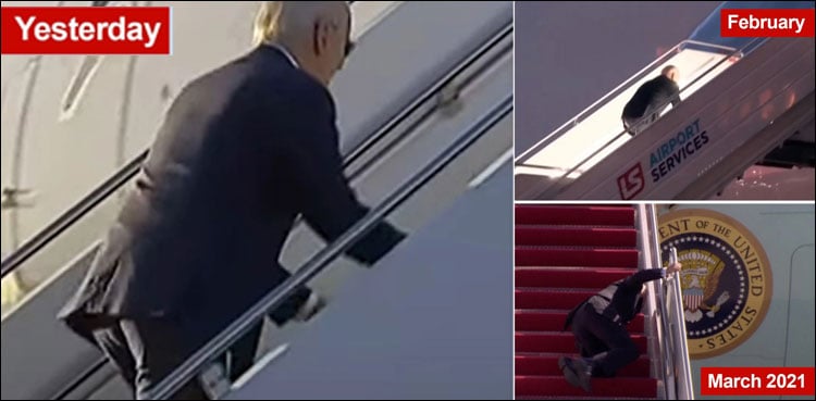 Video: US President falls again with falling children
