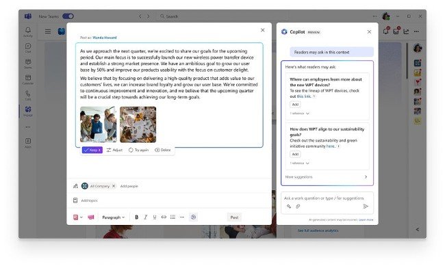 Microsoft Viva Copilot is the new tool with Artificial Intelligence Microsoft Live Co-pilot