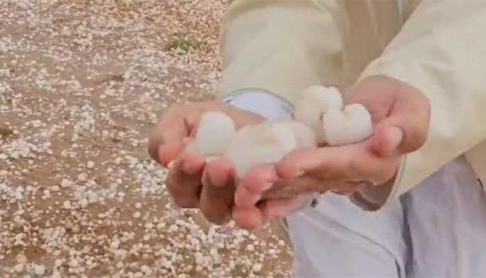 Rare hail in some areas of Saudi Arabia