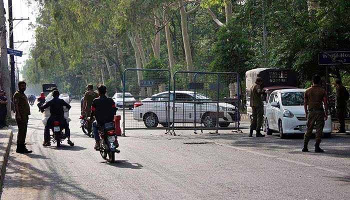 A police search on Sundar Das Road near Zaman Park in Lahore, Pakistan on Wednesday.  Photo: GOTV
