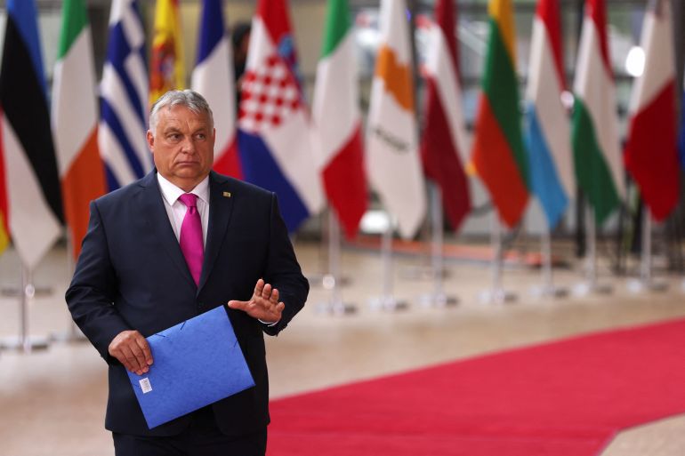 Hungary's Prime Minister Viktor Orban arrives for the European Union leaders summit, as EU's leaders attempt to agree on Russian oil sanctions in response to Russia's invasion of Ukraine, in Brussels, Belgium.