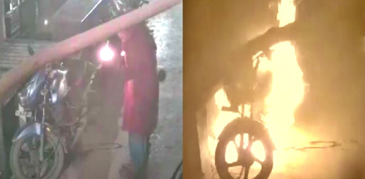 Woman sets motorcycle on fire, heartbreaking video goes viral
