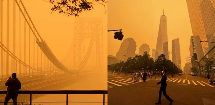 A Canadian forest fire has changed the color of New York
