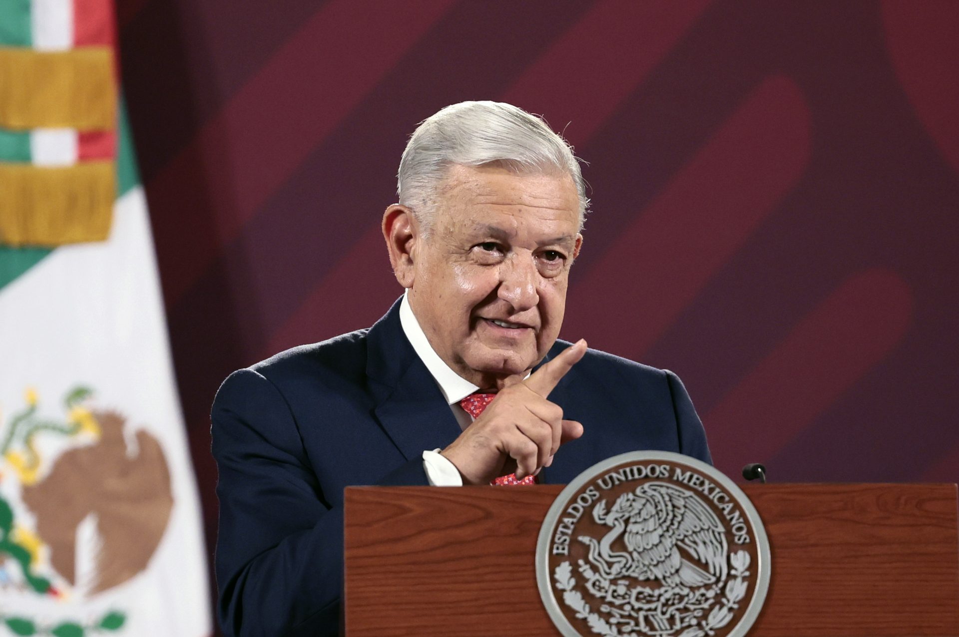 The President of Mexico, Andrés Manuel López Obrador, speaks during his morning press conference today, at the National Palace in Mexico City, Mexico.  BLAZETRENDS/Jose Mendez