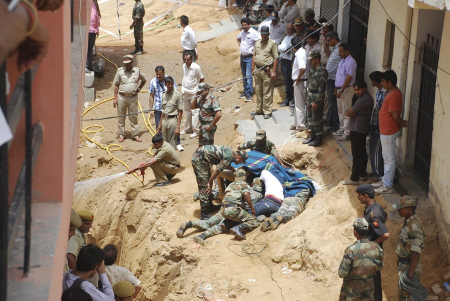 File image of the rescue of a girl who fell into a well in India.