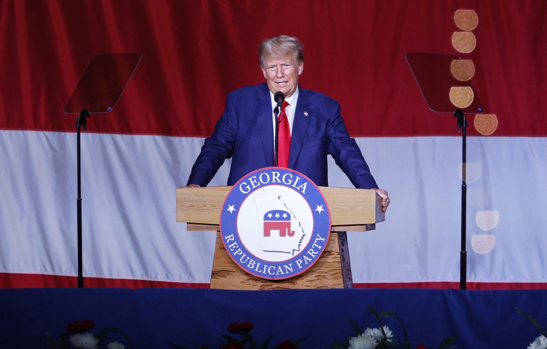 Former US President Donald Trump speaks during a rally in Columbus, Georgia, on June 10, 2023. BLAZETRENDS/Erik S. Lesser