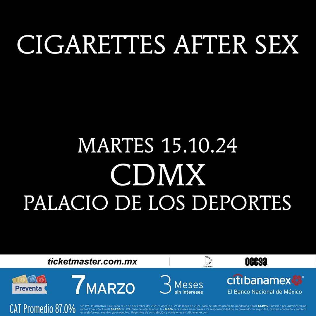Date, location and ticket sales for the Cigarettes After Sex concert in Mexico 