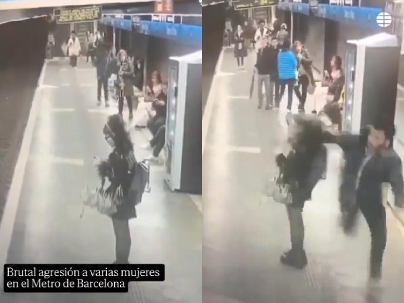 Man attacks women on Barcelona subway.
