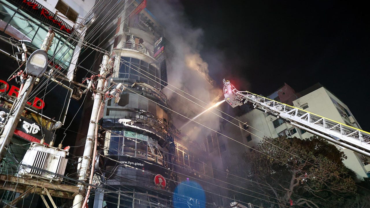 At least 44 people have died in a fire at a shopping center in Bangladesh

