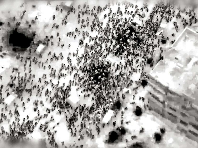 Infrared image of Palestinians bombed by the Israeli army.