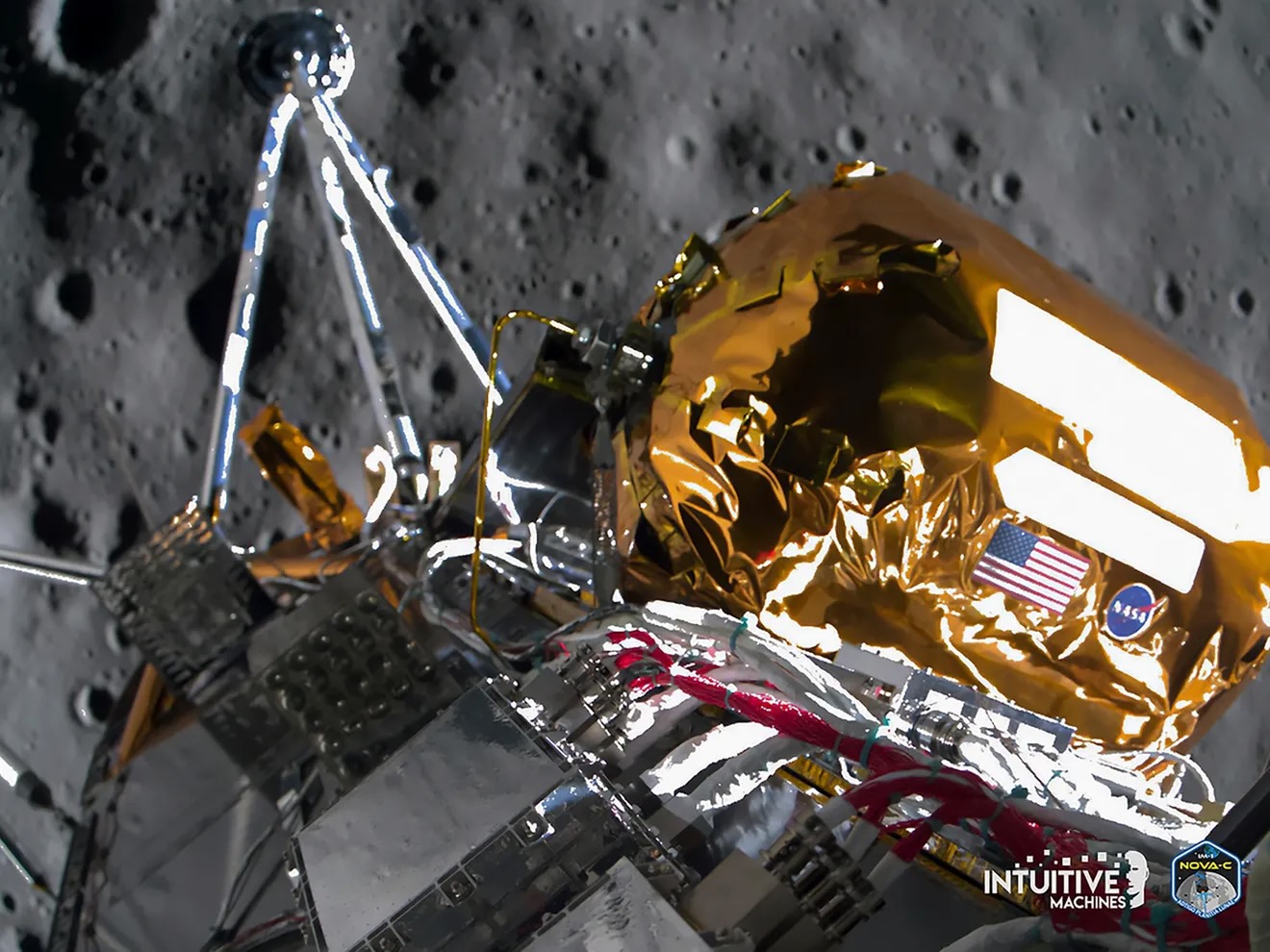 The private lunar module Odysseus landed sideways on the moon, but all is not lost

