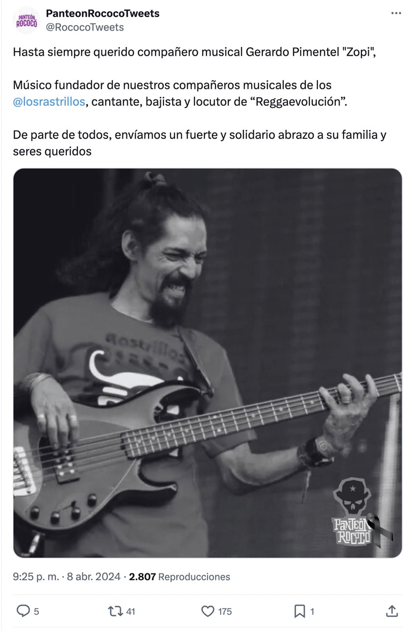 Gerardo Pimentel “Zopi”, singer of Los Rastrillos, has died zopi the rakes