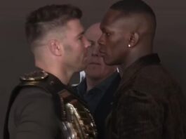 The intense first face-to-face between Du Plessis and Adesanya before UFC 305
