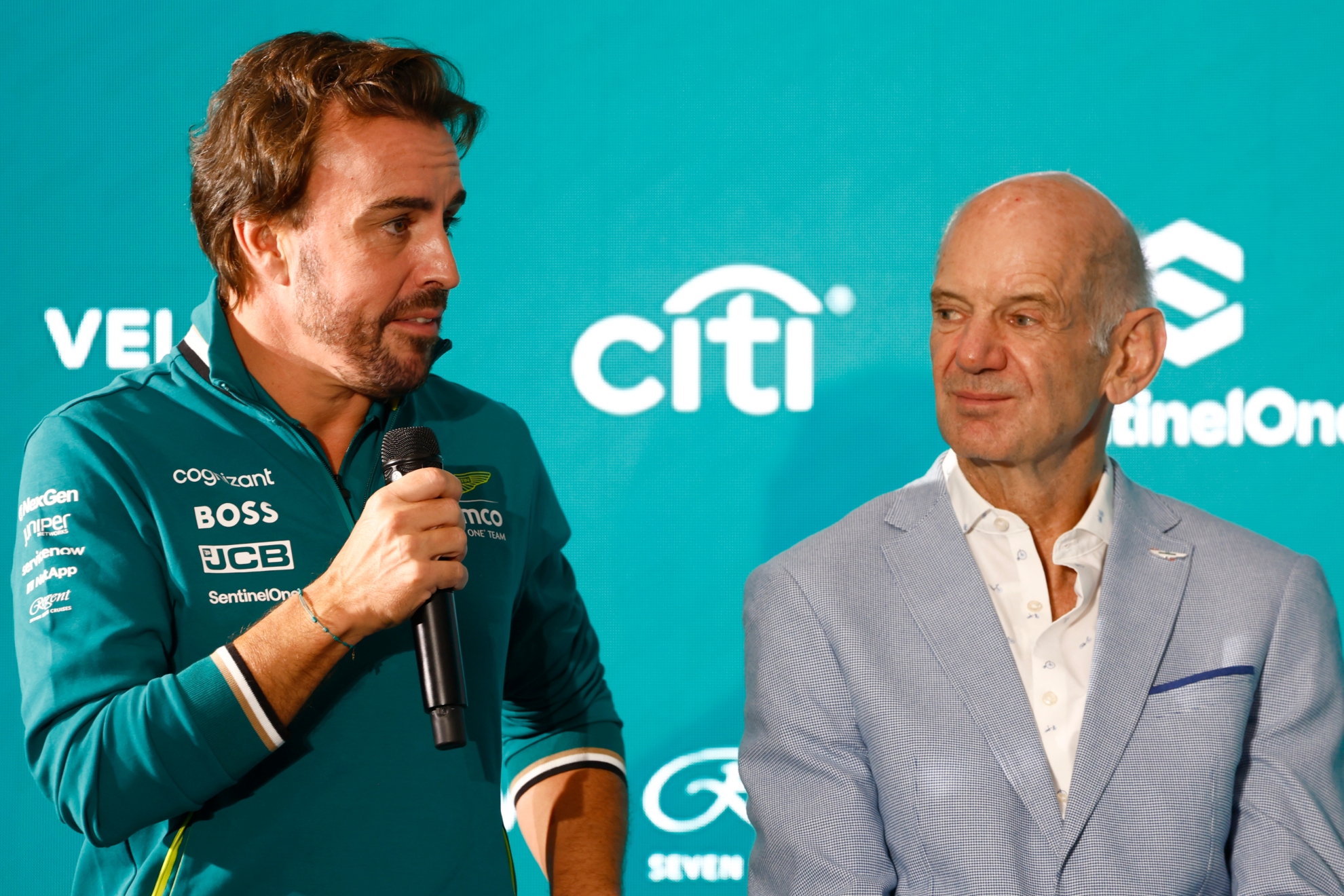 Alonso Finds Reasons to be Excited Amidst Uncertainty Alonso talks with Newey at his side.