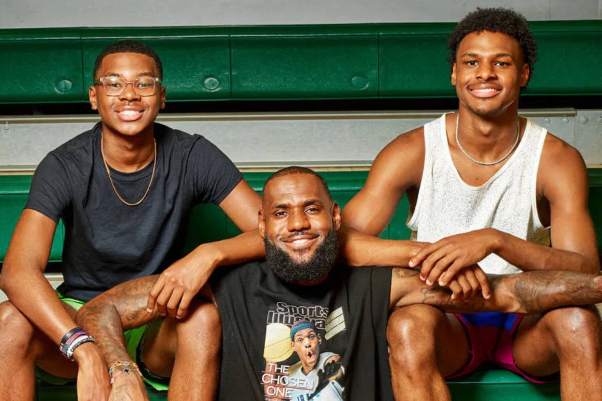 Bronny James Next in Line for NBA Supremacy or False Hope LeBron James, with his sons Bryce, on the left, and Bronny, on the right.