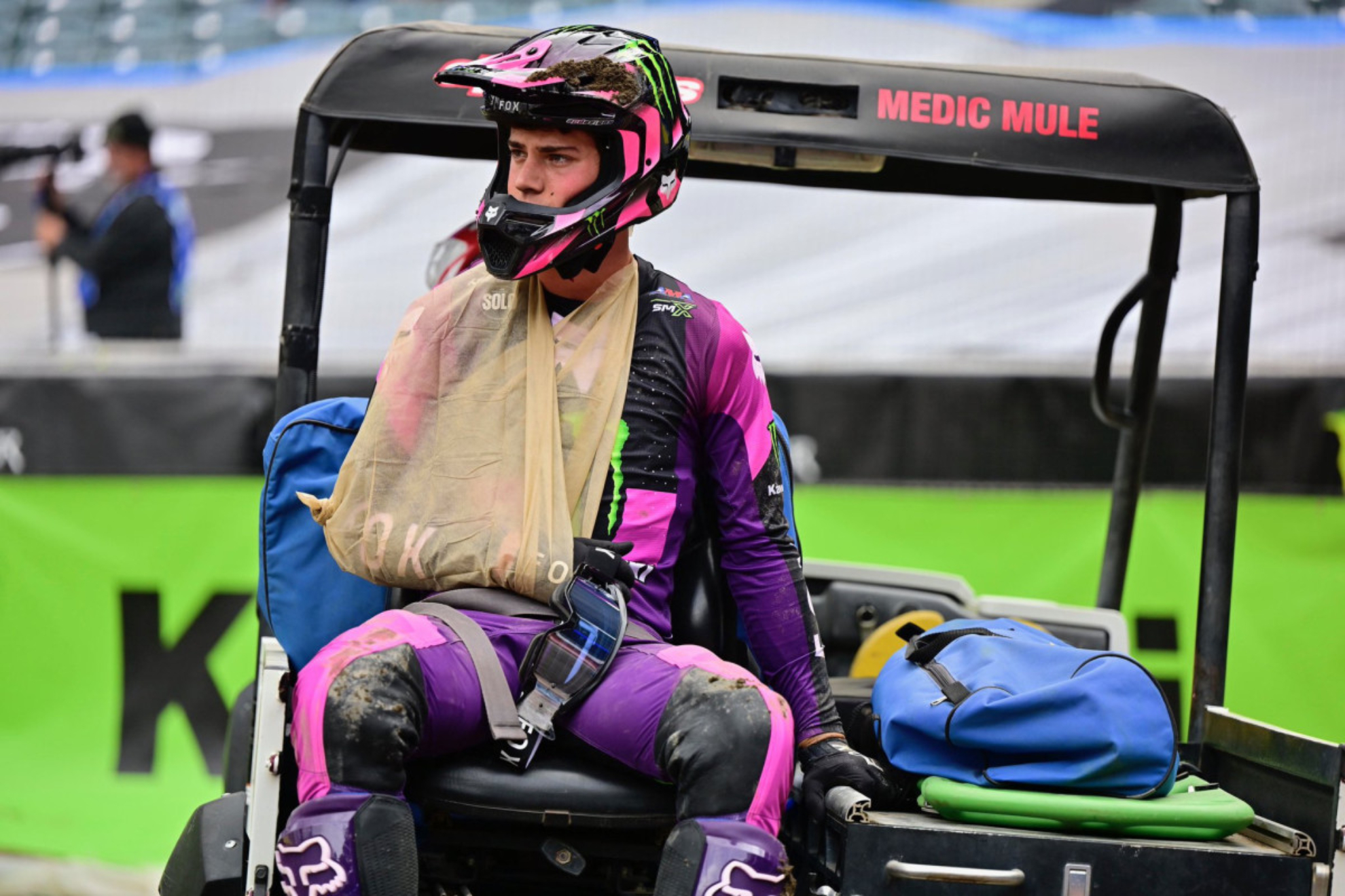 Jorge Prado, in the medical car.