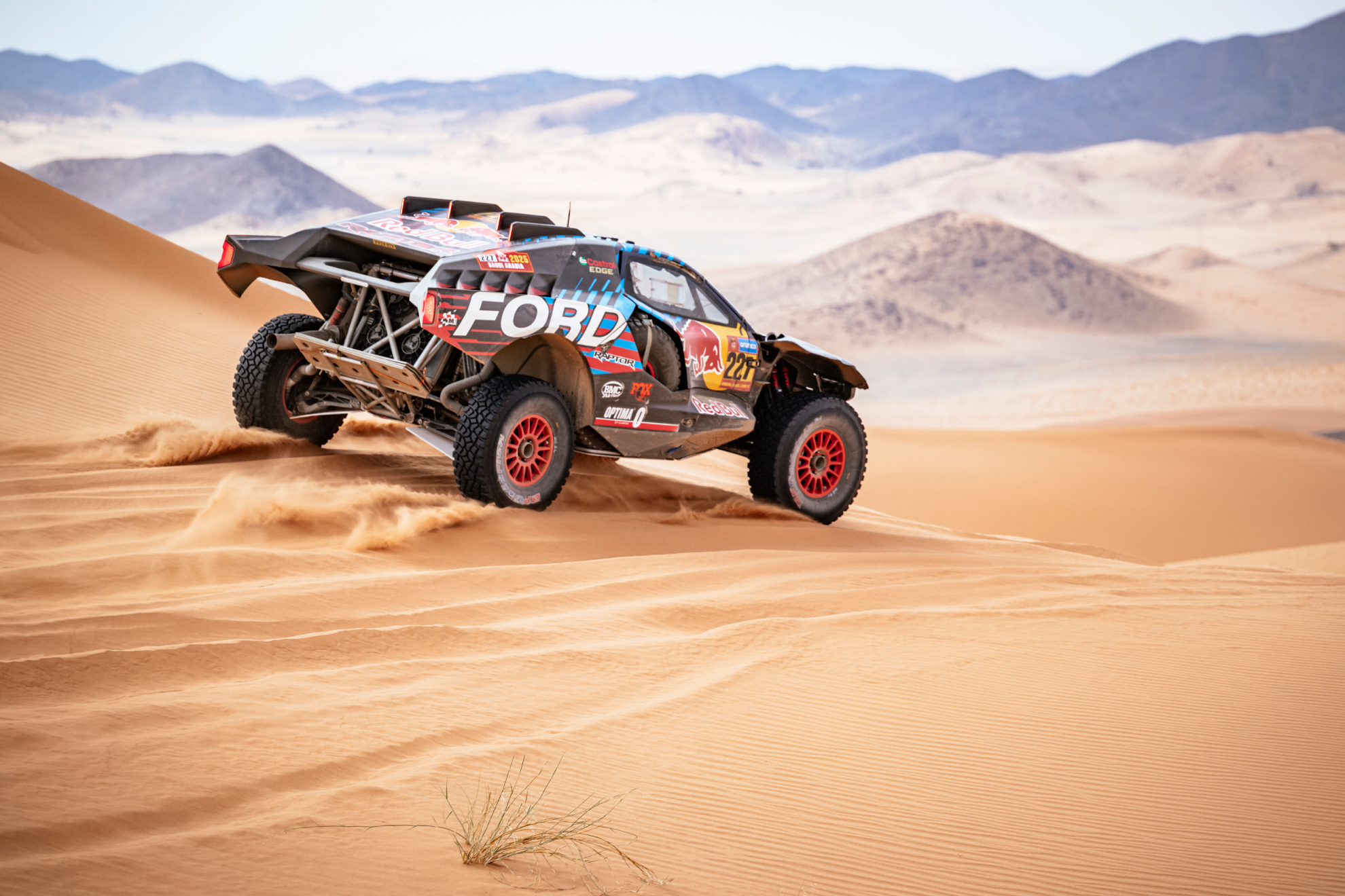 Nani Roma and his co-driver Álex Haro celebrating their historic win.