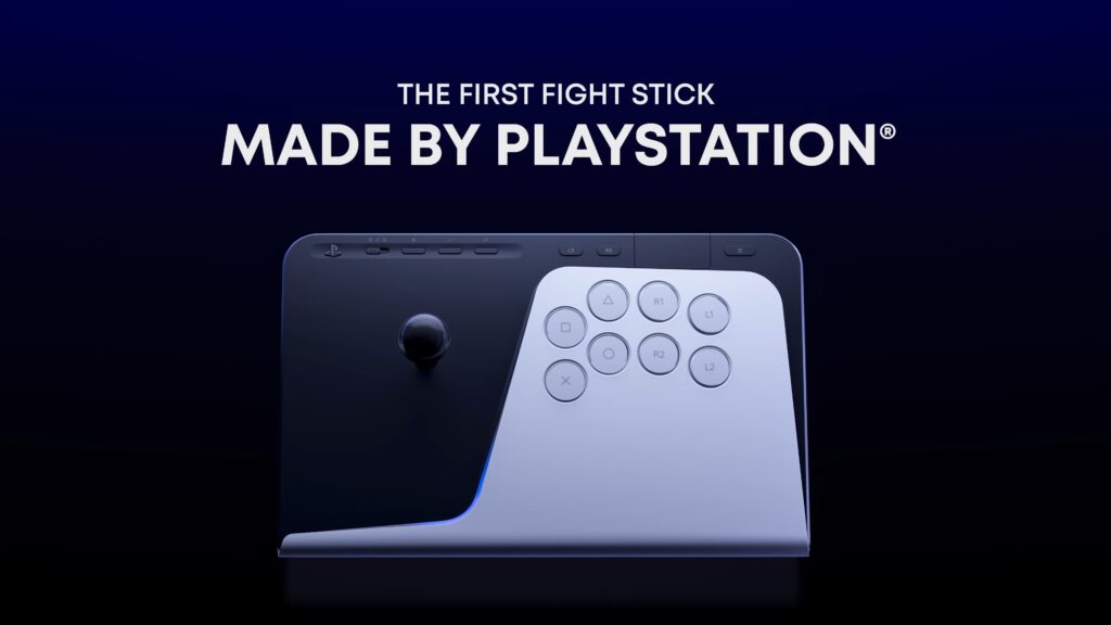Screenshot from the FlexStrike Wireless Fight Stick features trailer, showing the arcade stick and its customizable parts.