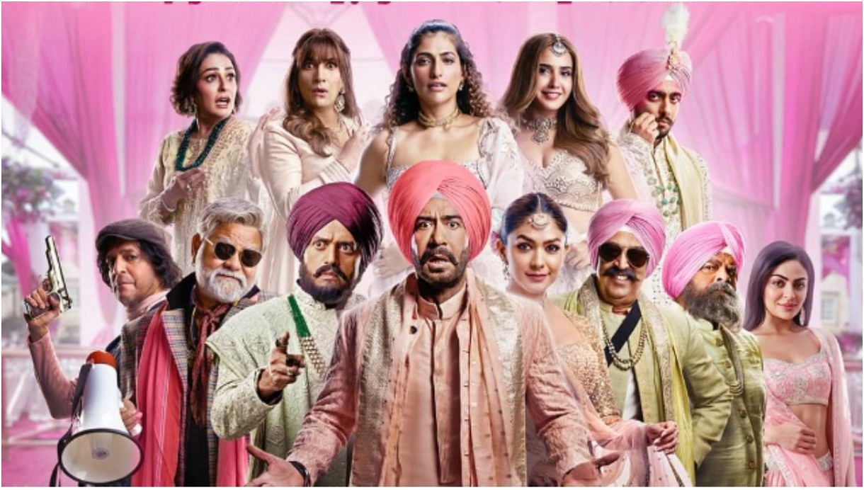 Son Of Sardaar 2 Review: Brainless Comedy, Ravi Kishan Shines, Rated 2/5 Still from the movie Son of Sardaar 2 featuring the cast in a humorous scene