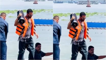 Akshay Kumar stepping onto the sets of Upcoming Movie Haiwaan on a Boat in Kochi video Viral