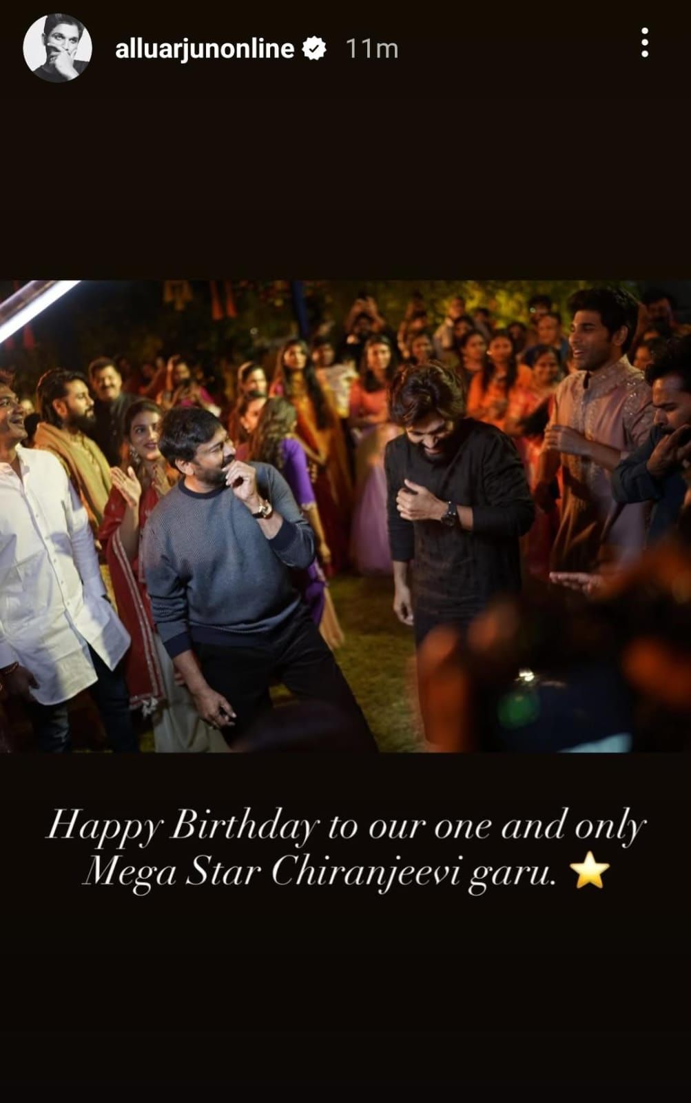 Allu Arjun, Pawan Kalyan, Venkatesh, Prabhudheva Wish Chiranjeevi on 70th Birthday Chiranjeevi and Allu Arjun dancing together