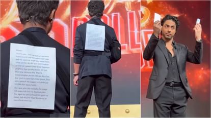 Shah Rukh Khan hugs Son Aryan Khan at the preview event of His Debut series The Bads Of Bollywood