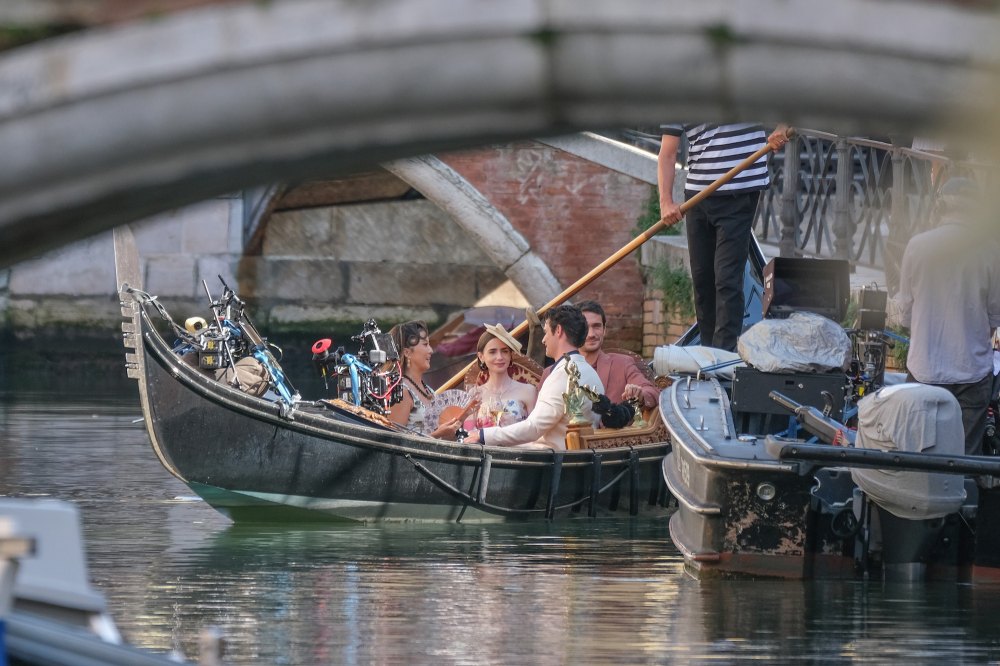 Lily Collins and Ashley Park filming 'Emily in Paris'