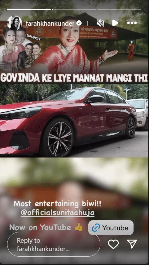 Farah Khan's Instagram post supporting Sunita Ahuja.