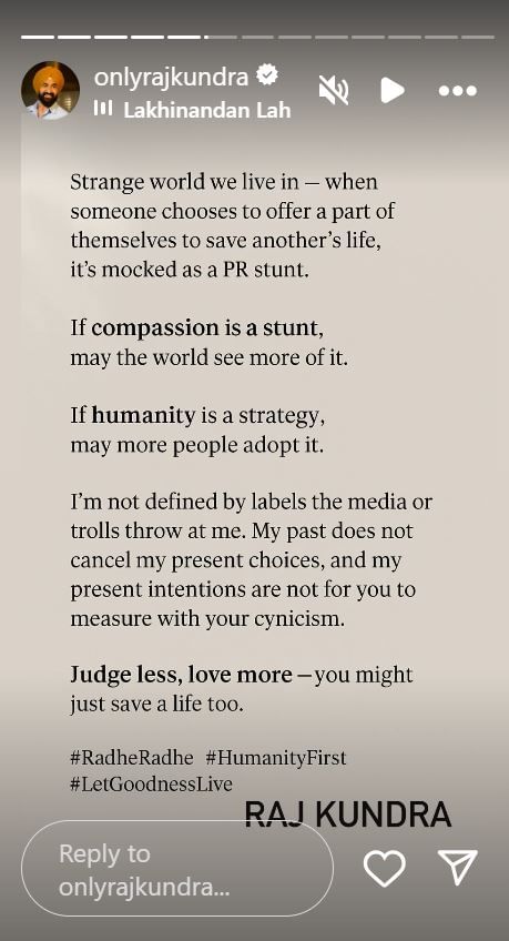 Raj Kundra on social media post