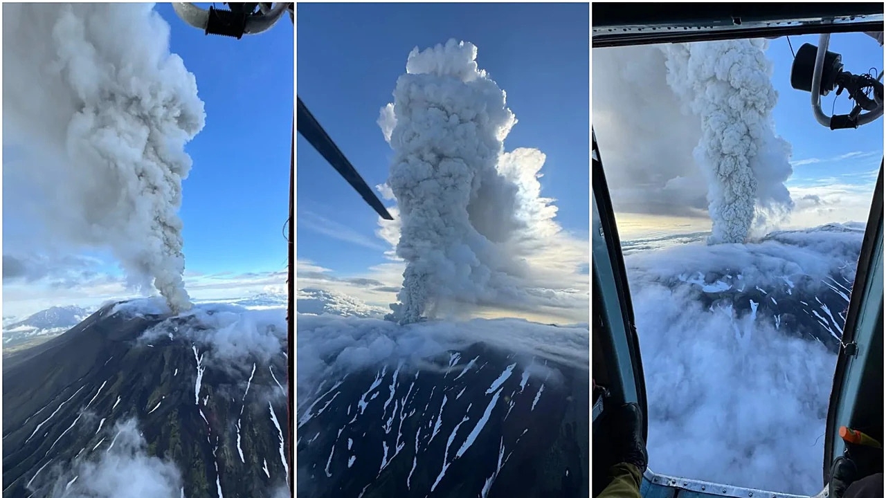 Russian volcano on Kamchatka Peninsula erupts for the first time in 450 years after 8.8 earthquake
