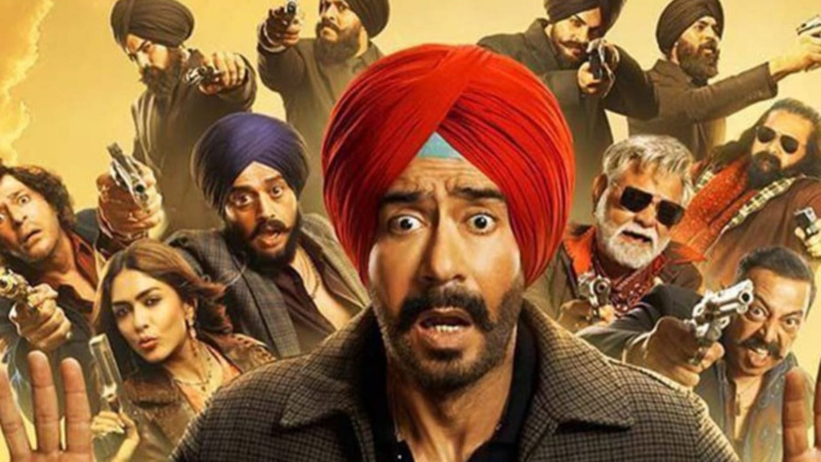 Son Of Sardaar 2 Review: Brainless Comedy, Ravi Kishan Shines, Rated 2/5 Still from the movie Son of Sardaar 2 showing a song sequence with many background dancers