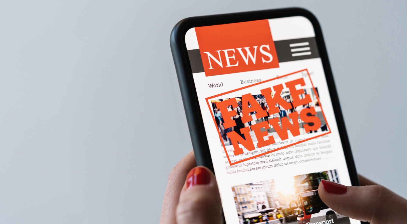 Fake News, AI Chatbots Exploit US Activist Shooting to Spread Disinformation online fake news mobile phone close up woman reading fake news hoax articles smartphone screen application hand holding smart device mockup website fake newspaper portal 1